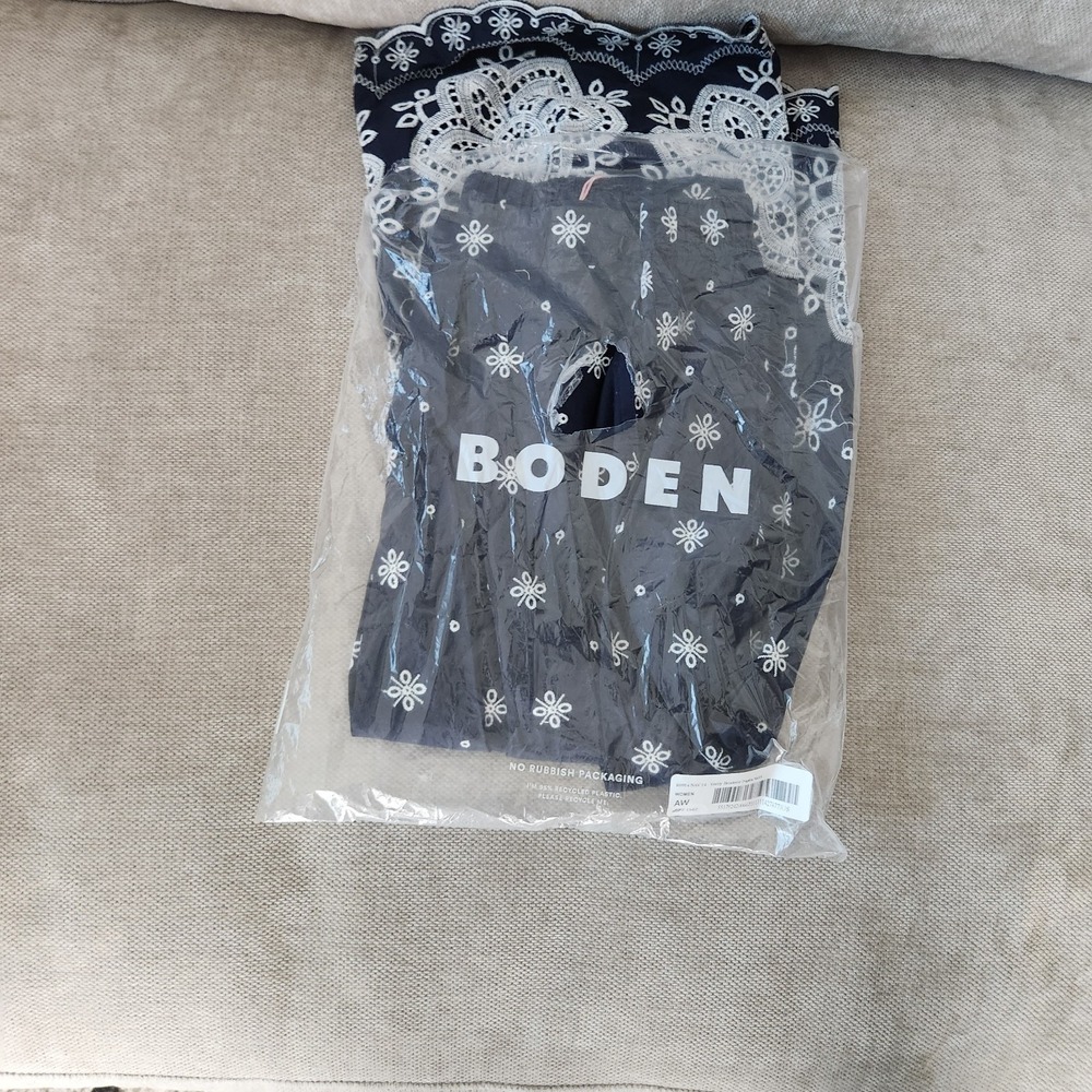 Boden Verity Broderie Poplin Skirt Navy Blue US 10 Midi Cotton R0914 NWT - Picture 8 of 9